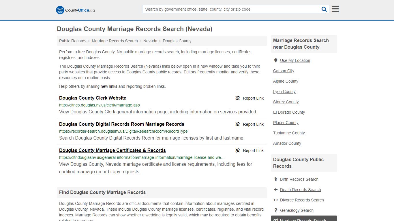 Marriage Records Search - Douglas County, NV (Marriage ...