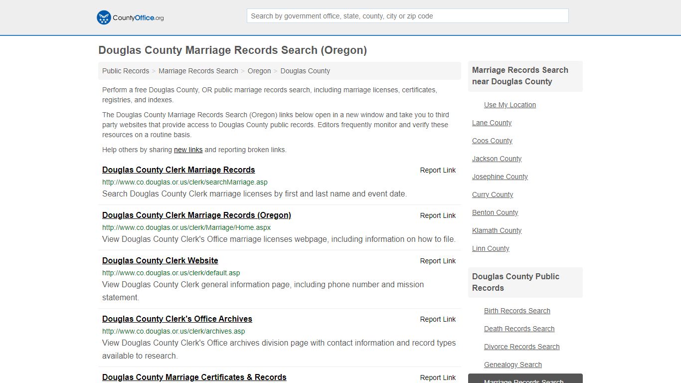 Marriage Records Search - Douglas County, OR (Marriage ...